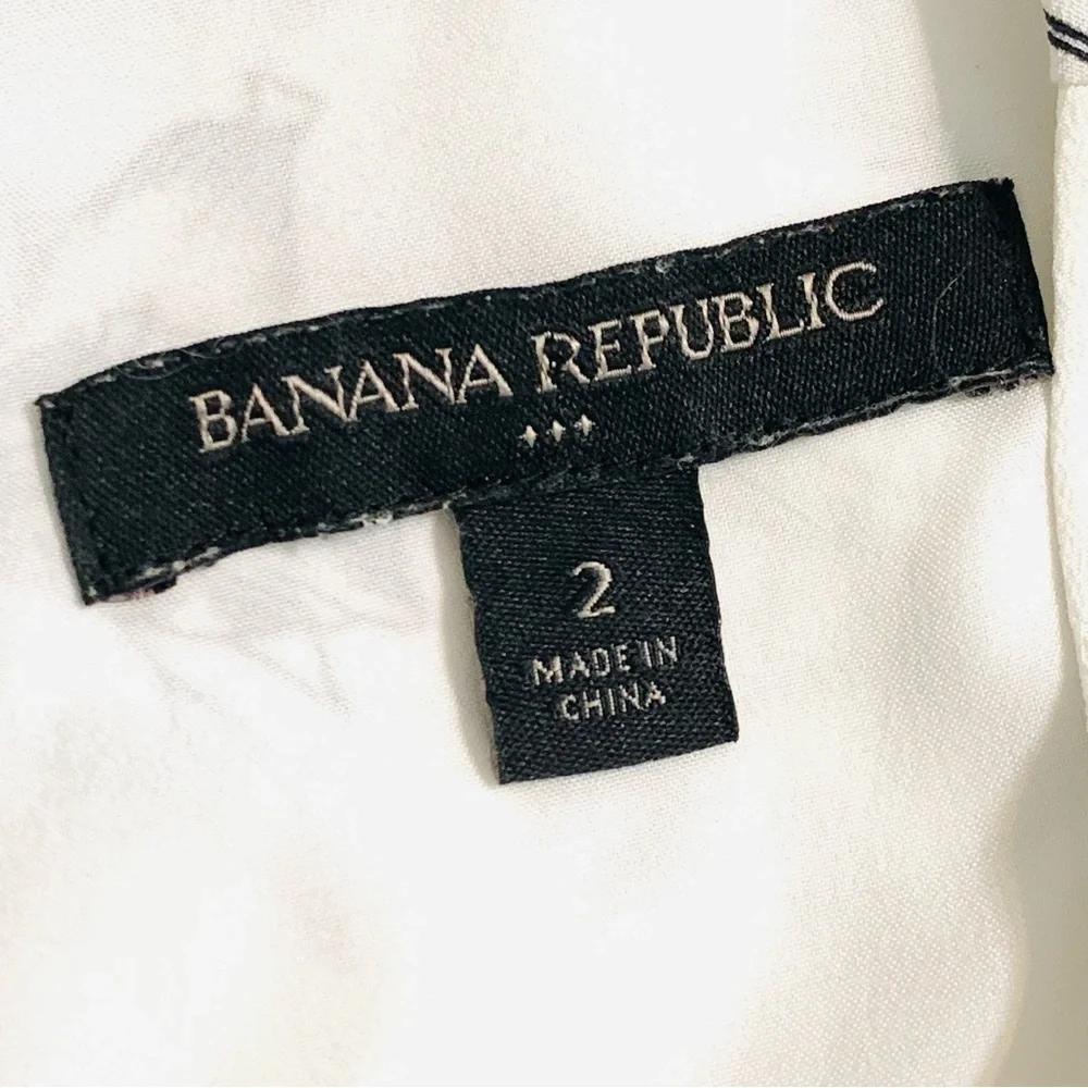Banana Republic Floral Print Pintuck Shift Dress Size 2 Black White Summer Dress